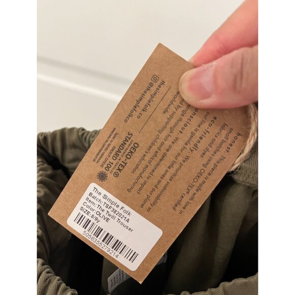 NWT The Simple Folk Kids The Twill Trouser in Olive 8/9 Years - Picture 8 of 9